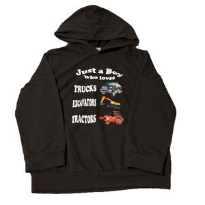 Unbranded Boy’s Black Construction Equipment Hoodie Youth Size 120/5T